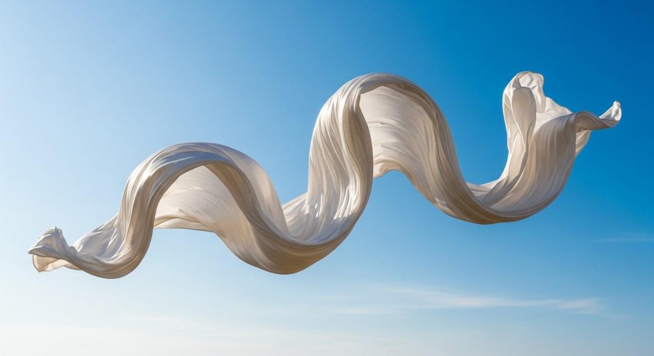 Шелковый платок в воздухе