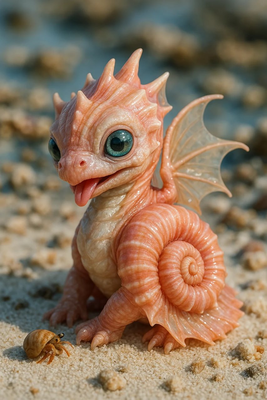 Детеныш дракона из раковины конха