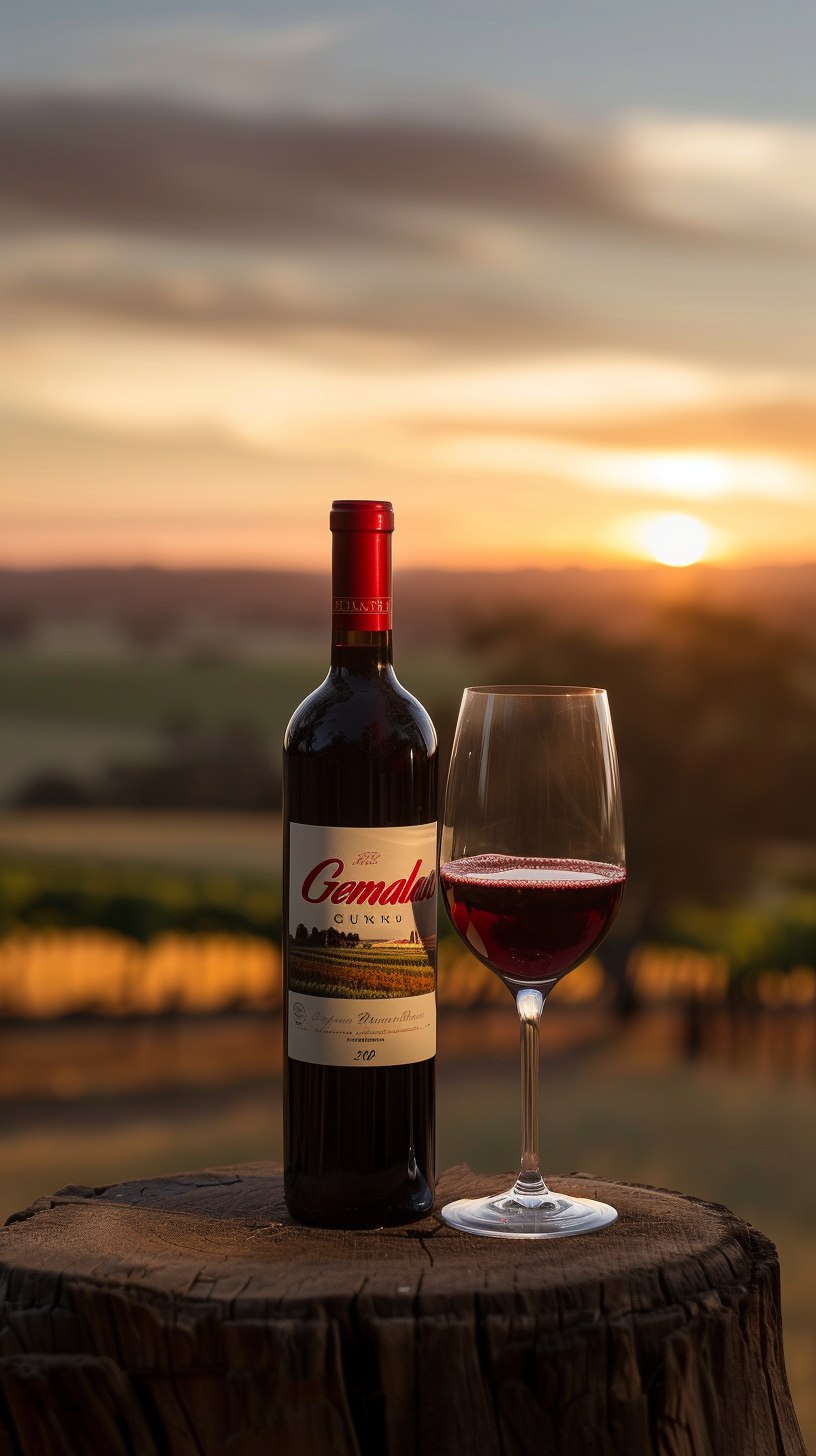 Бутылка вина на фоне природы