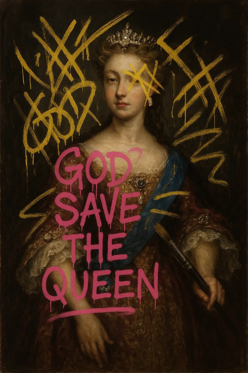 Портрет принцессы, ярко-желтые граффити