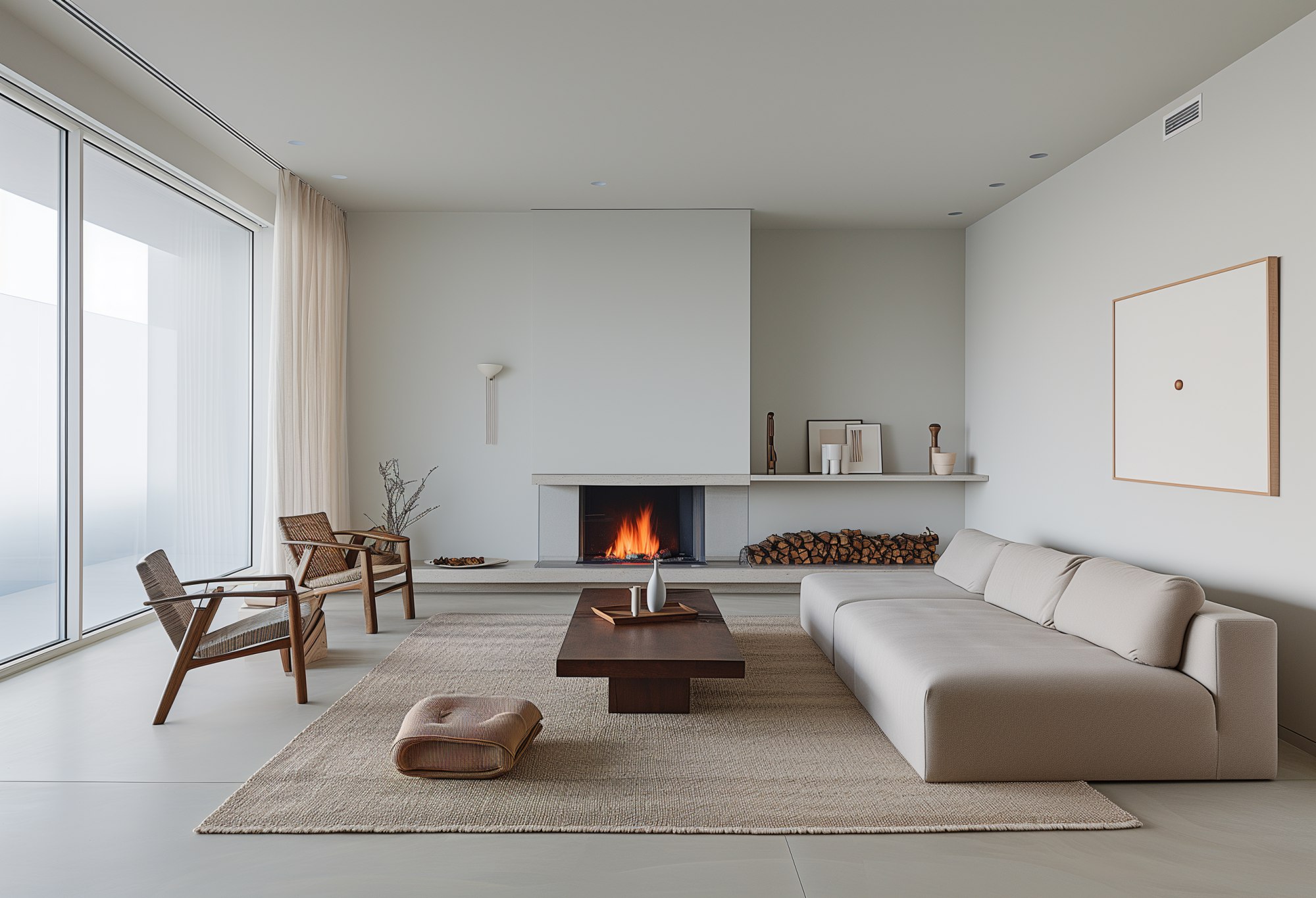 Гостиная в современной квартире в стиле минимализма