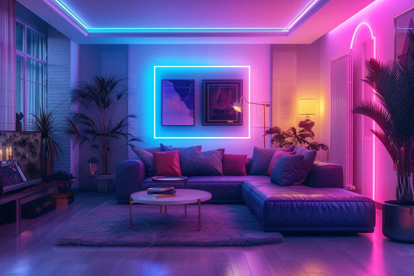 Гостиная с неоновыми огнями