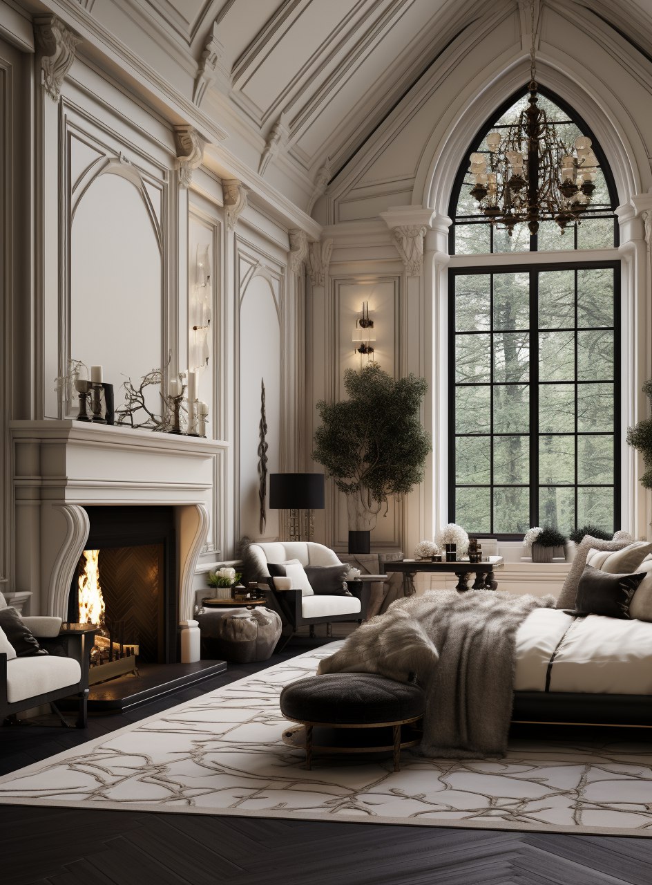 Спальня с камином