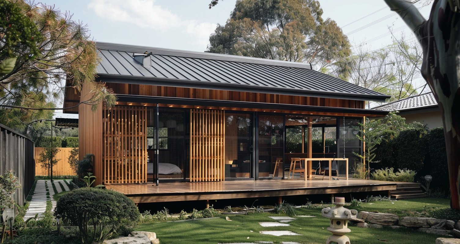 Японский стиль: дом с черной крышей