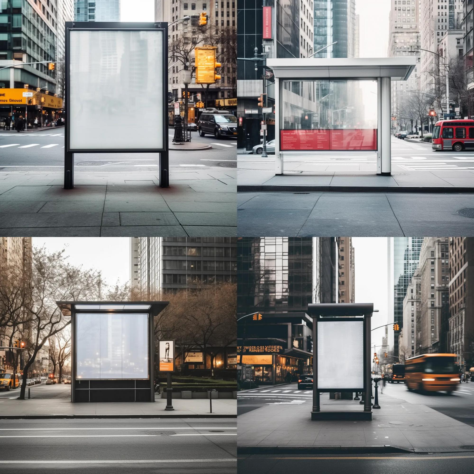 Макет рекламного щита на автобусной остановке в Нью-Йорке