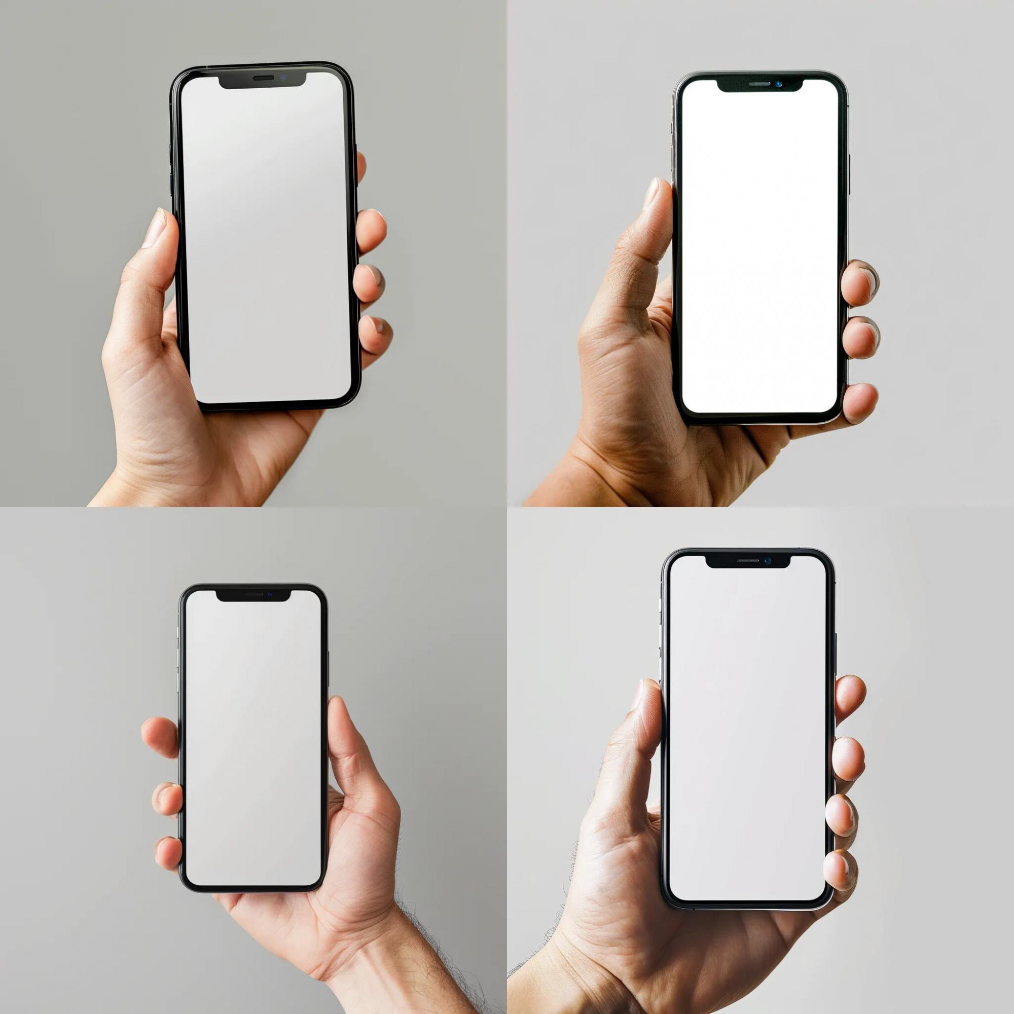Базовый макет смартфона с рукой, держащей устройство