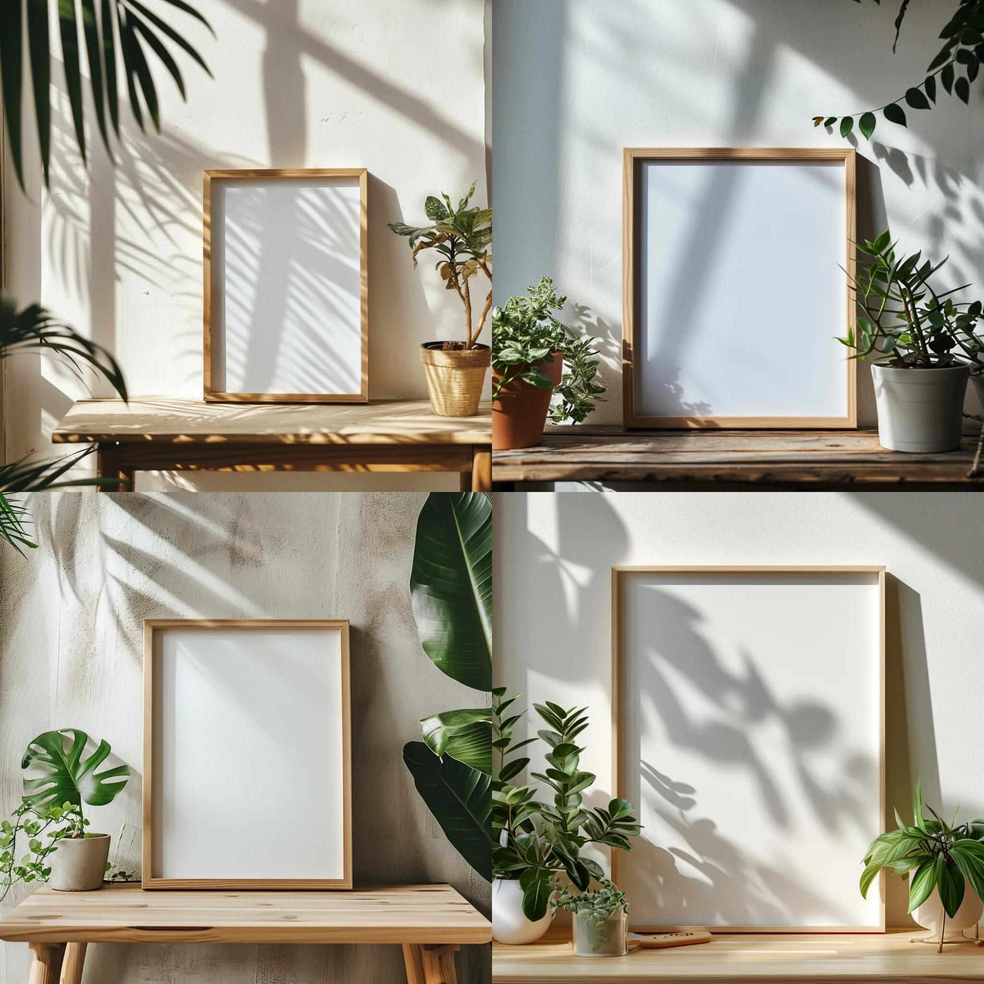 Макет фоторамки - деревянный стол и минималистичный и простой стиль