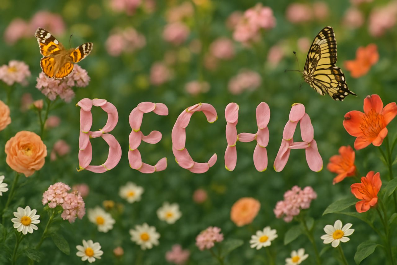 Лепестки розы и весенний фон