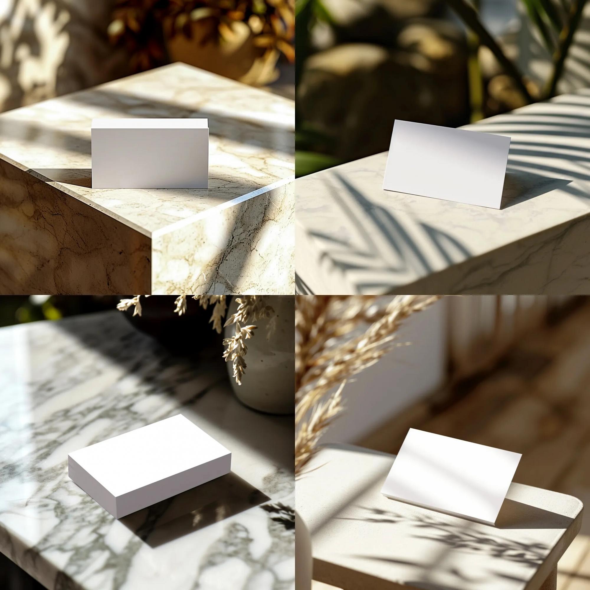 Макет визиток на керамическом столе