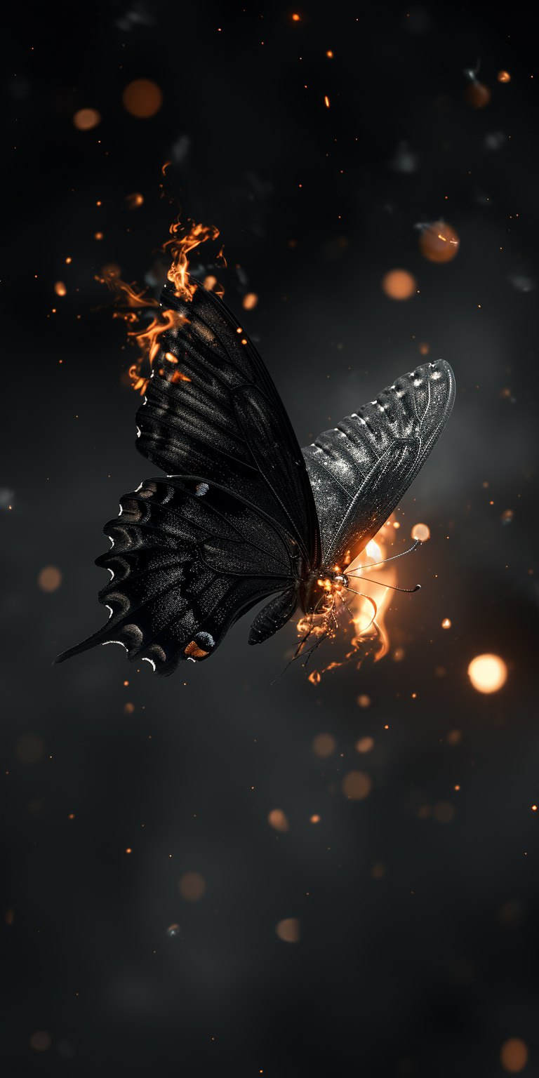 Черная бабочка на темном фоне