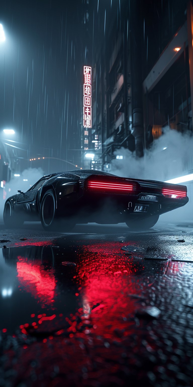 Обои: Porsche в стиле Blade Runner