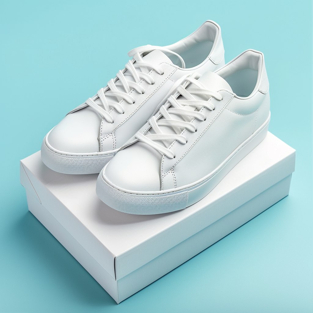 Белые кроссовки на белой коробке 