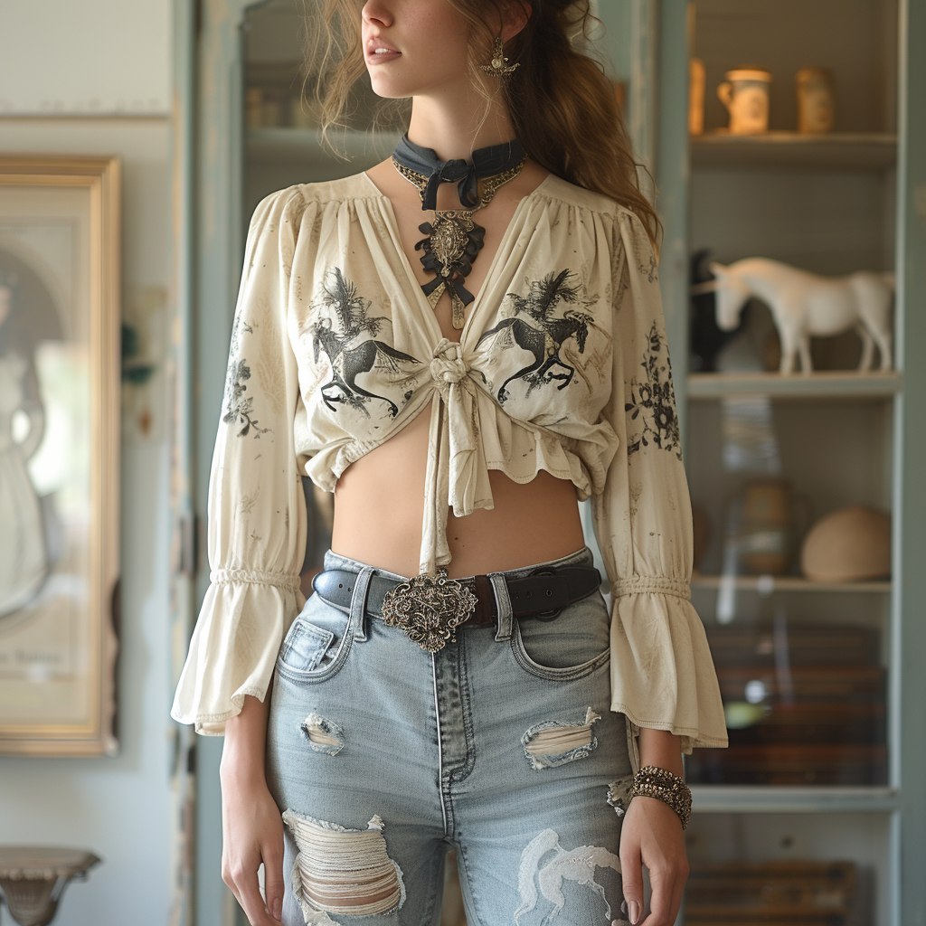 Модель: Блузка и джинсы