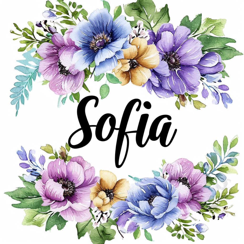 Ваше имя или другой текст в окружении цветов (Sofia)