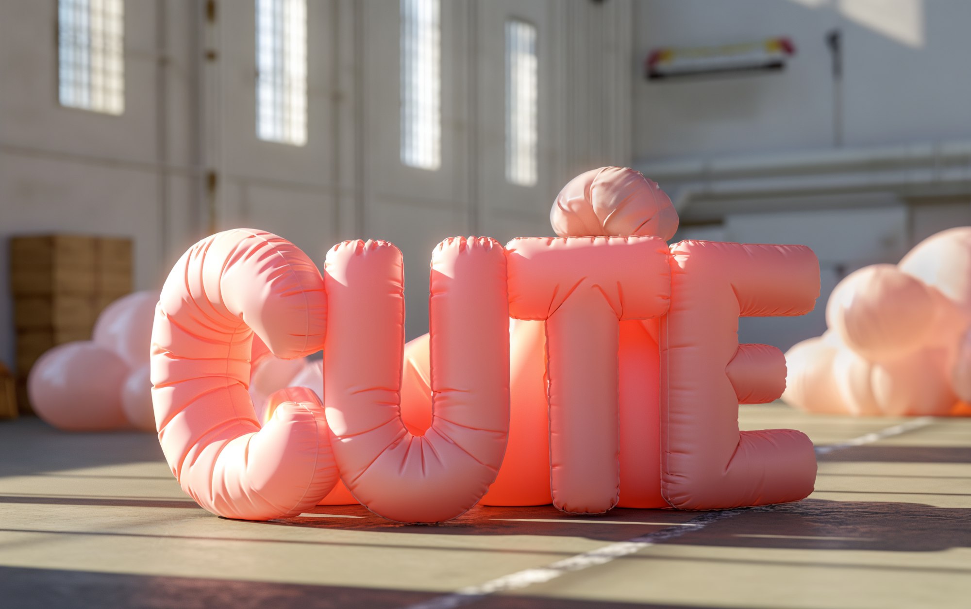 Текст из надувных подушек