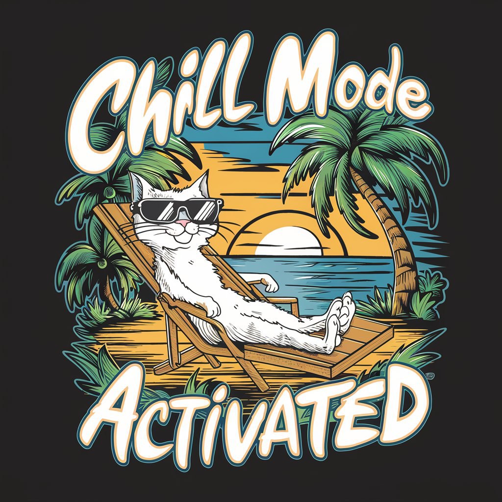 Иллюстрация с текстом для принта на одежду: "Chill mode activated"