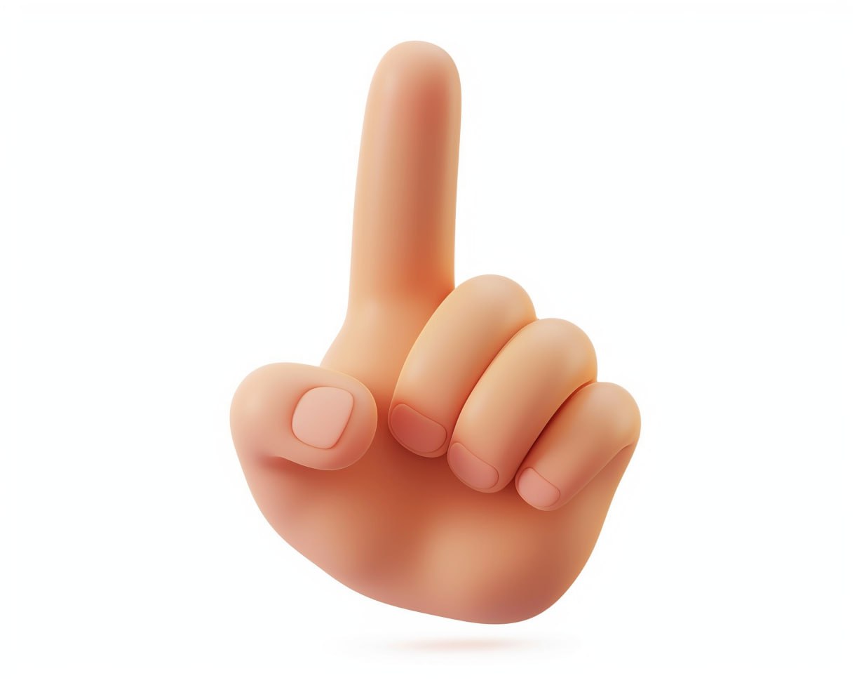 3D-рендер мультяшной руки, указывающей вверх