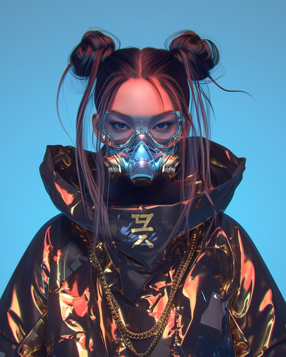 Футуристическая уличная одежда и противогаз