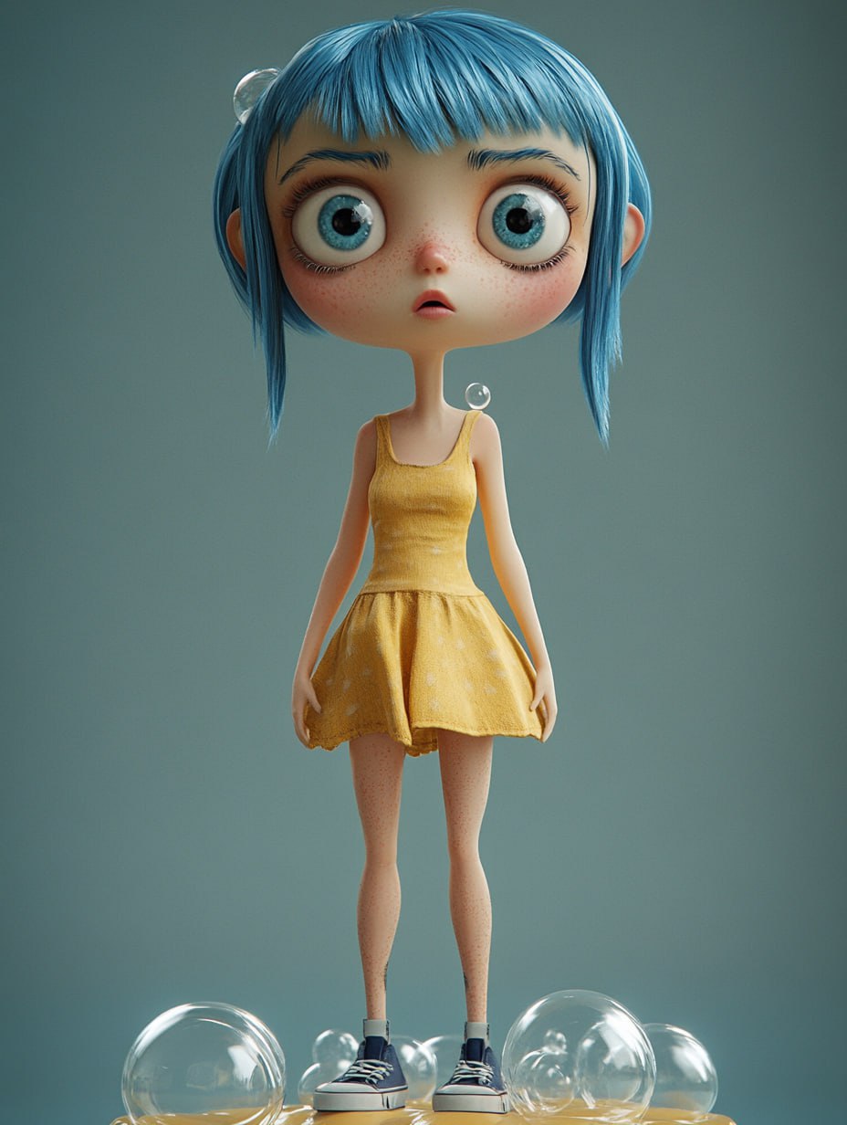 Девушка с синими волосами