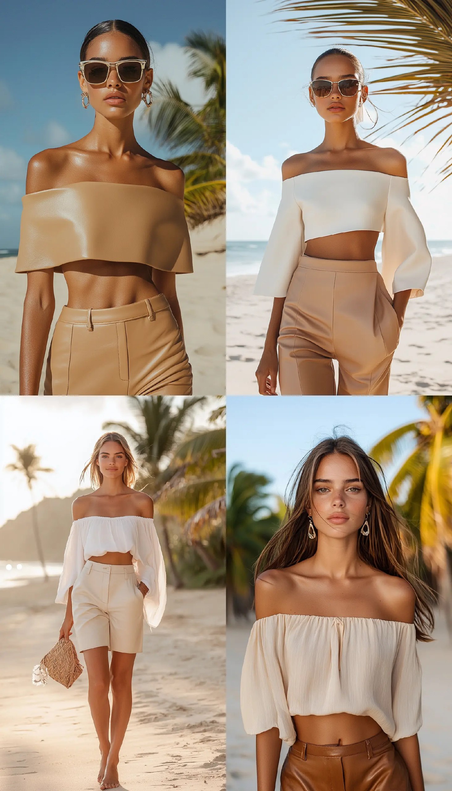 Топ с открытыми плечами и короткими шортами