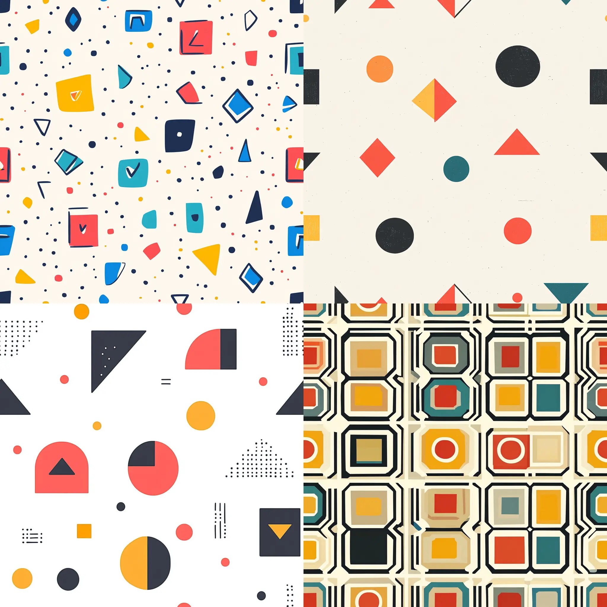Бесшовный узор с разноцветными геометрическими фигурами в стиле минимализм
