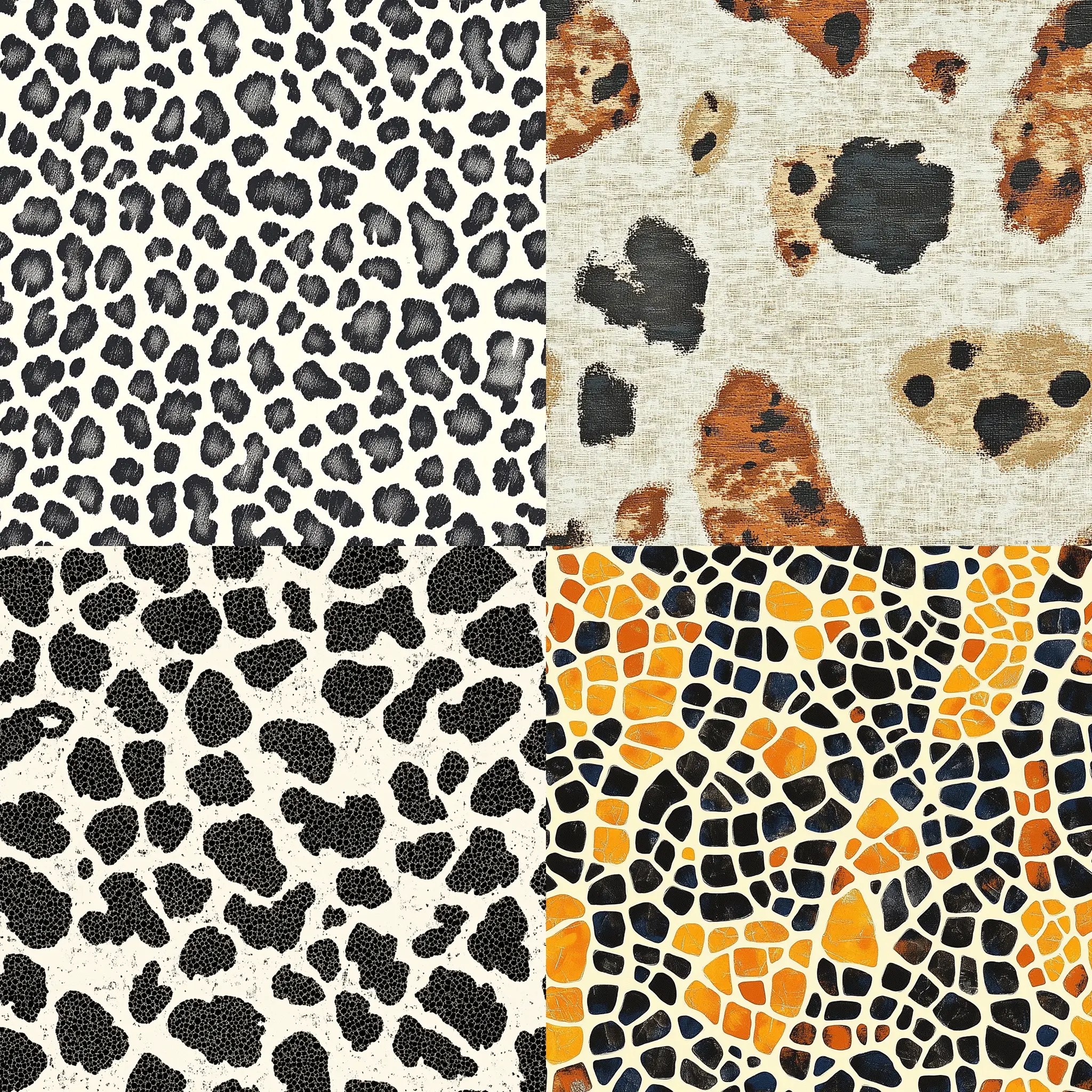 Стилизованный животный принт для одежды и аксессуаров

Другие варианты: zebra stripes, snake skin, giraffe pattern