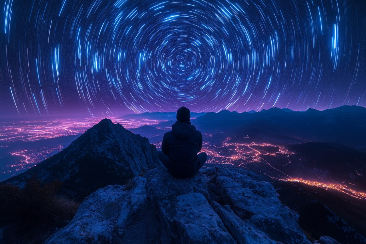 Ночное небо: длинная выдержка