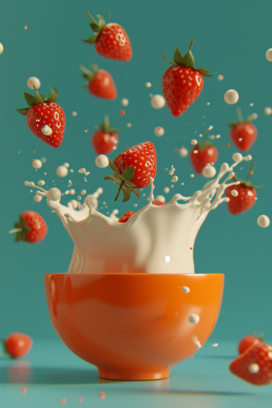 Клубника и брызги молока