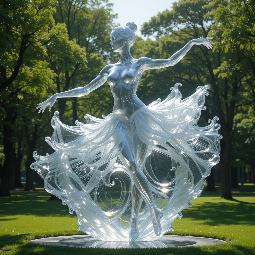Стеклянная скульптура изящной балерины