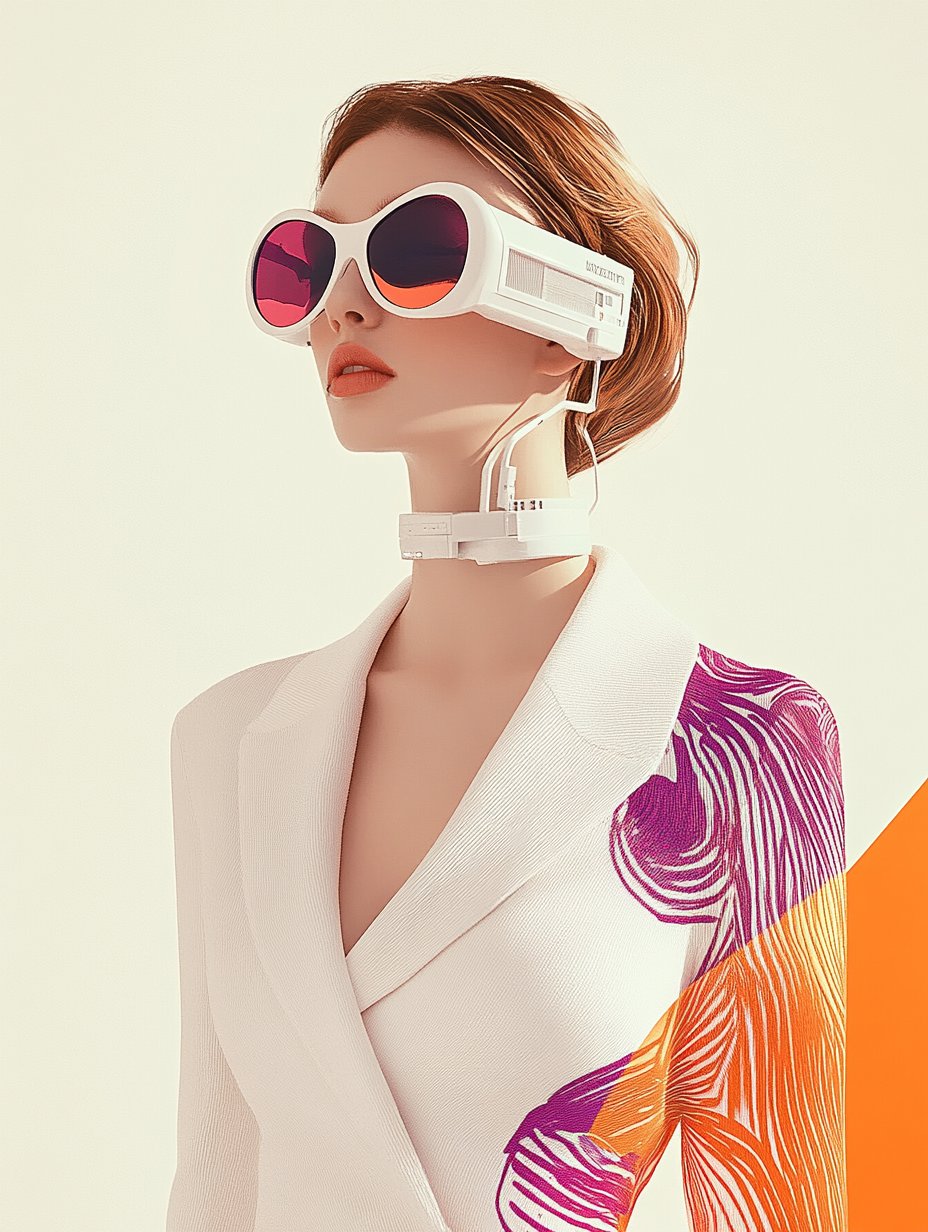 Фотореалистичная модная фотография женщины-киборга 