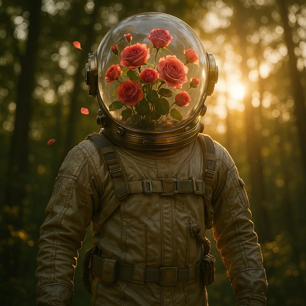 Прозрачный стеклянный шлем с розами внутри