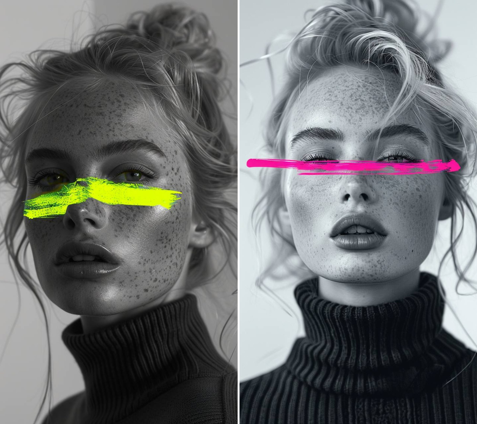 Черно-белая фотография с ярким цветовым акцентом