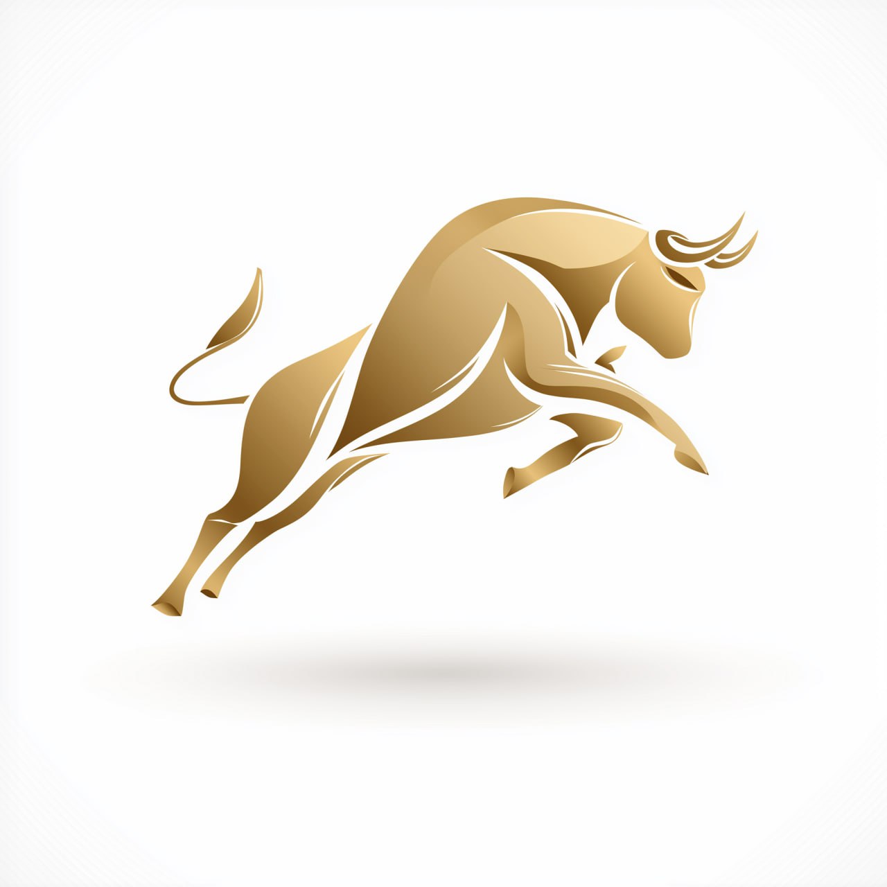 Золотой бык на белом фоне