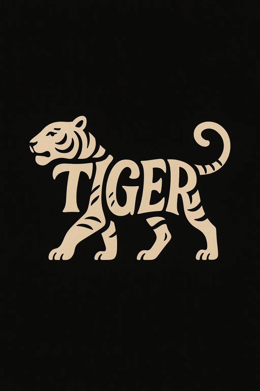 Cилуэт тигра, составленный из слова "TIGER".