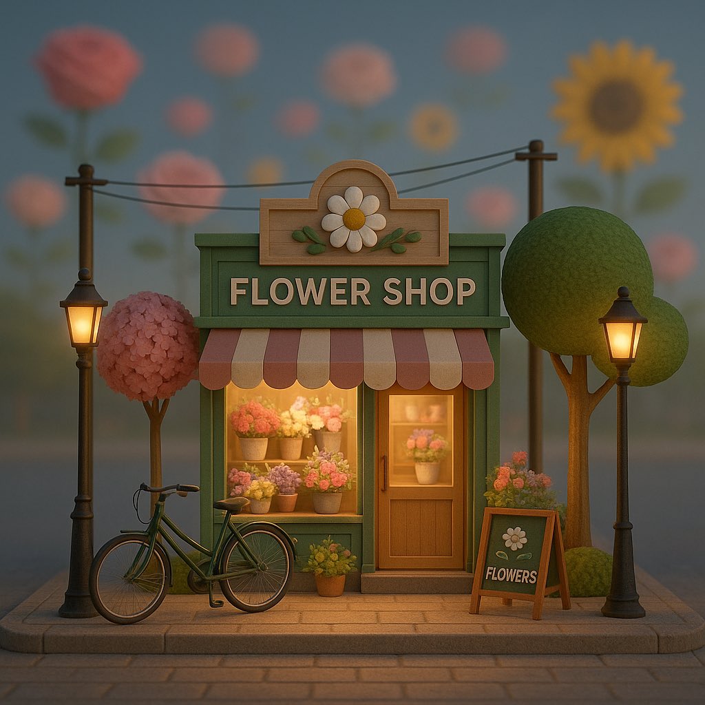 Цветочный магазин в виде миниатюры