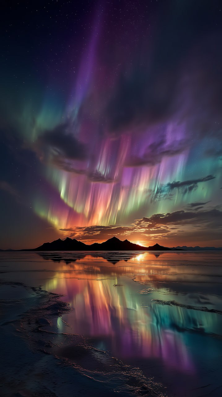 Яркое северное сияние