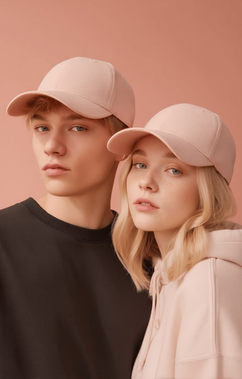 Парные фотомодели для рекламы \[бейсболок\]