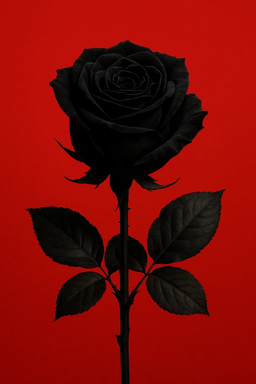 Черная \\роза\\ на красном фоне