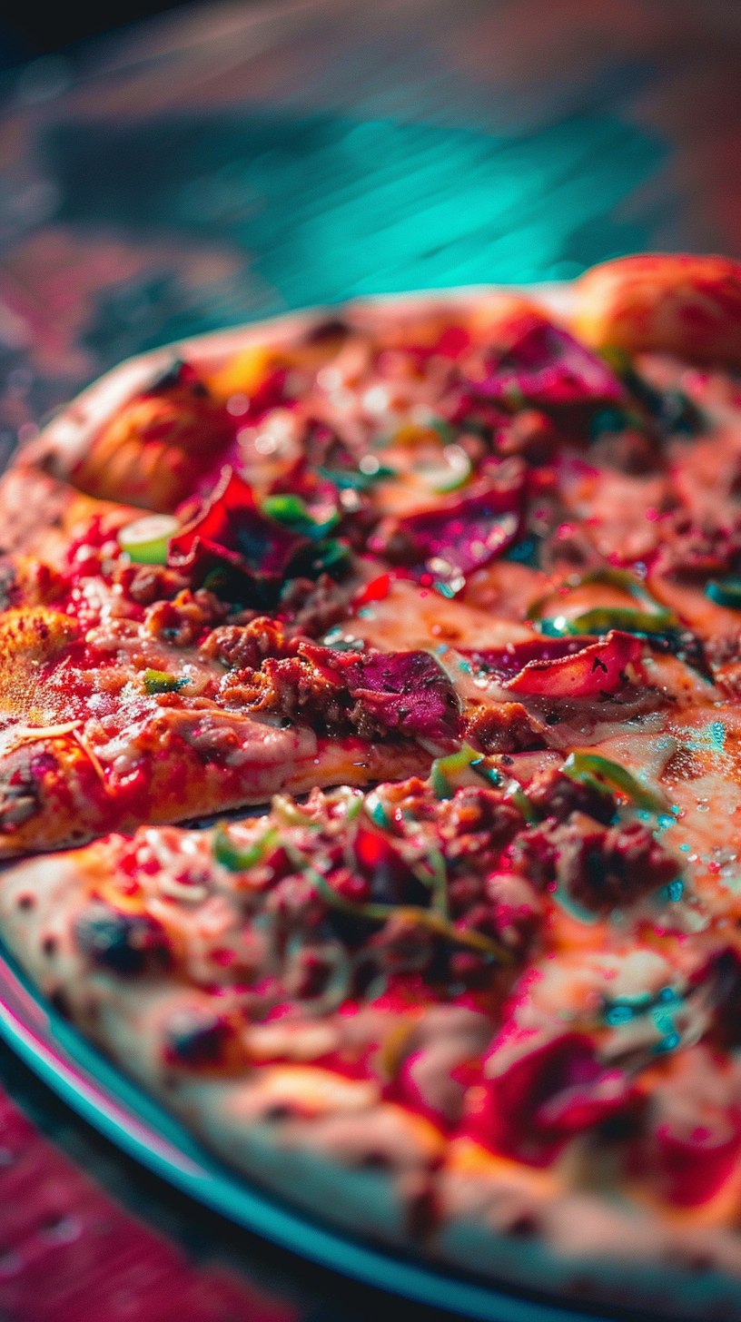 Пицца с яркими цветами для рекламы или фона