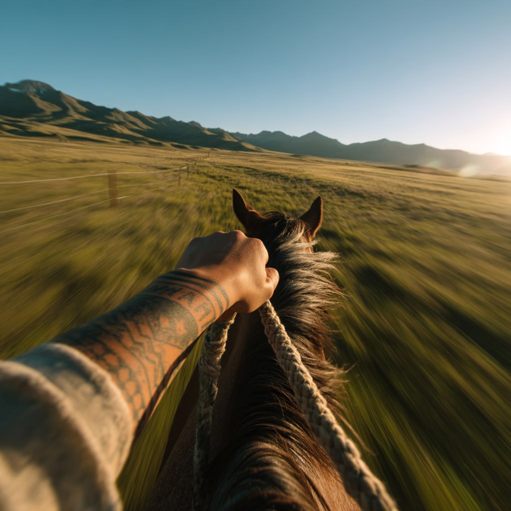 POV верхом на лошади