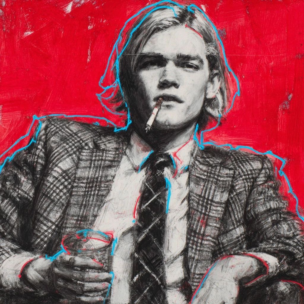 Портрет с неоновыми линиями