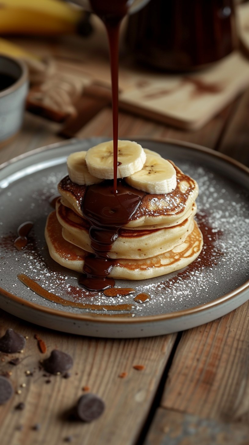 Панкейки с бананом и шоколадом