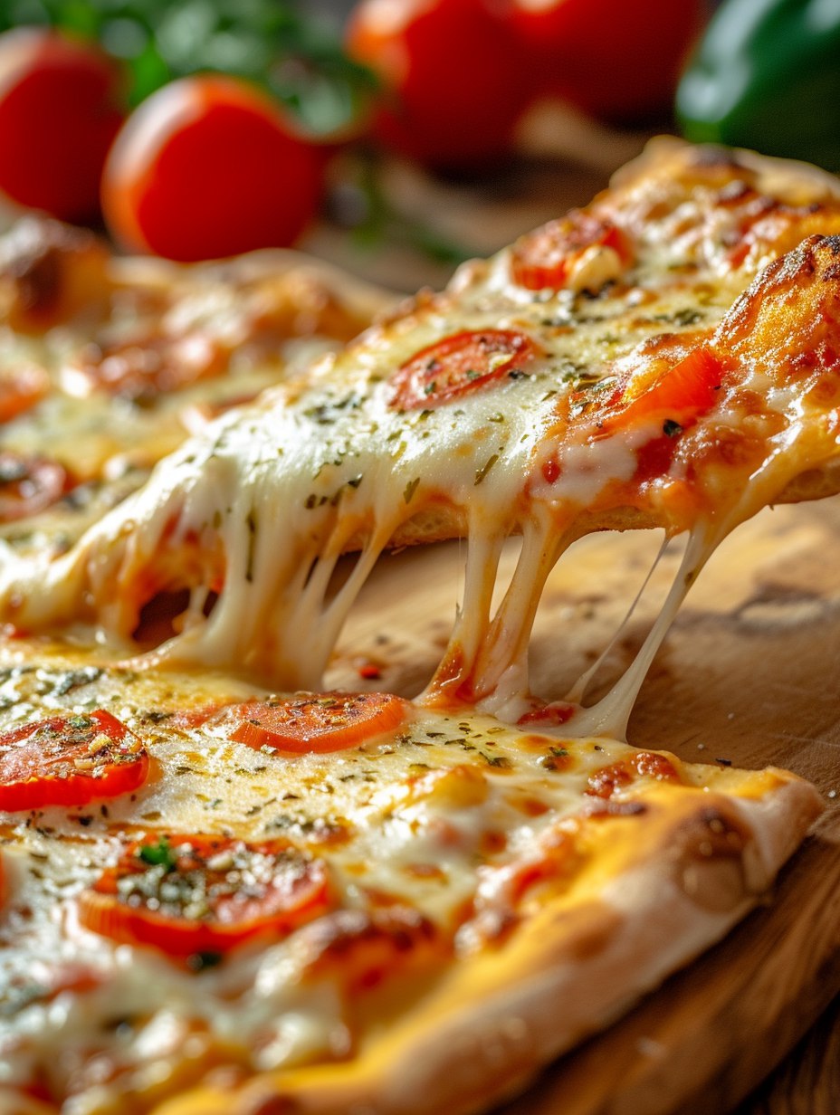 Пицца с тянущимся сыром