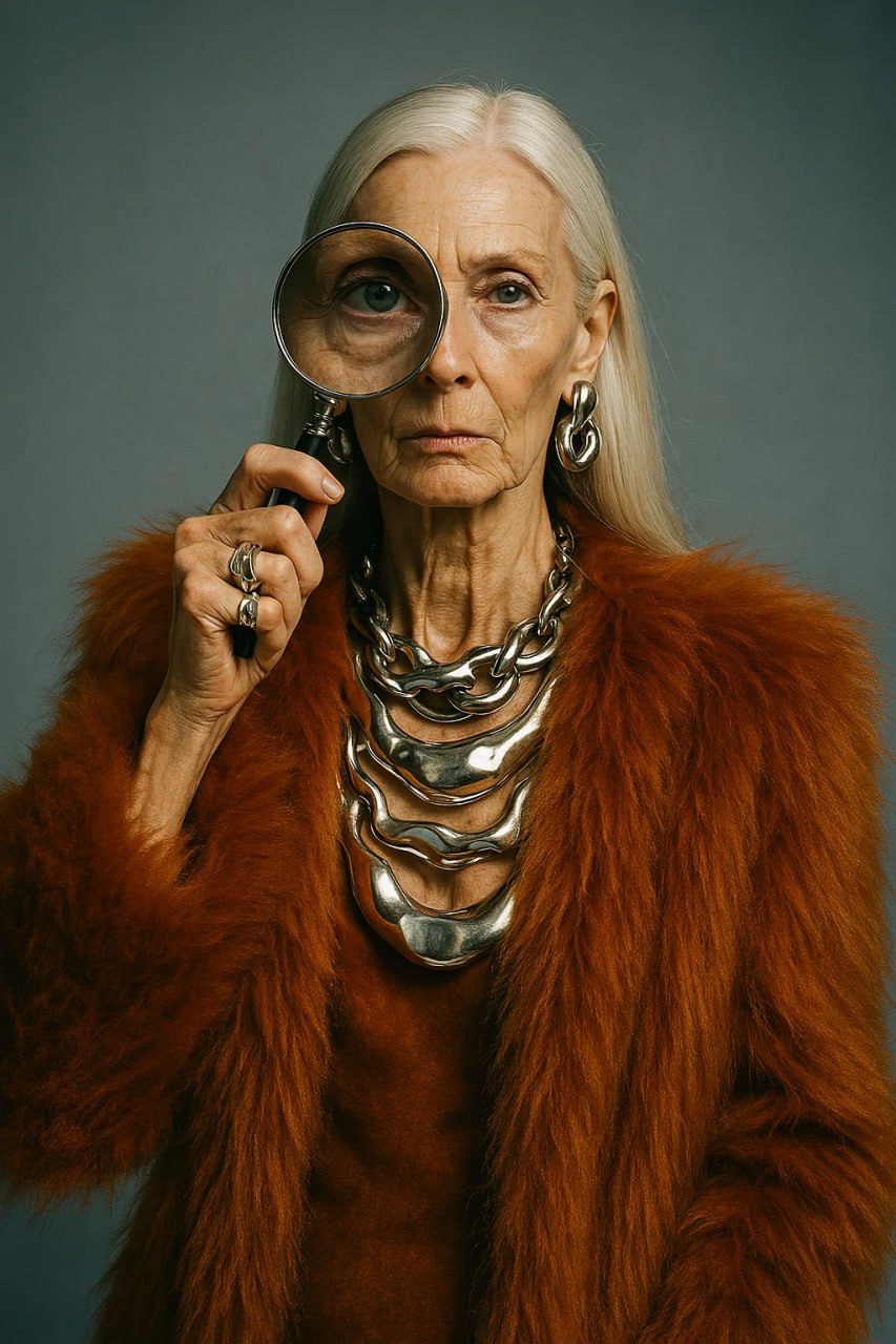 Женщина держит лупу